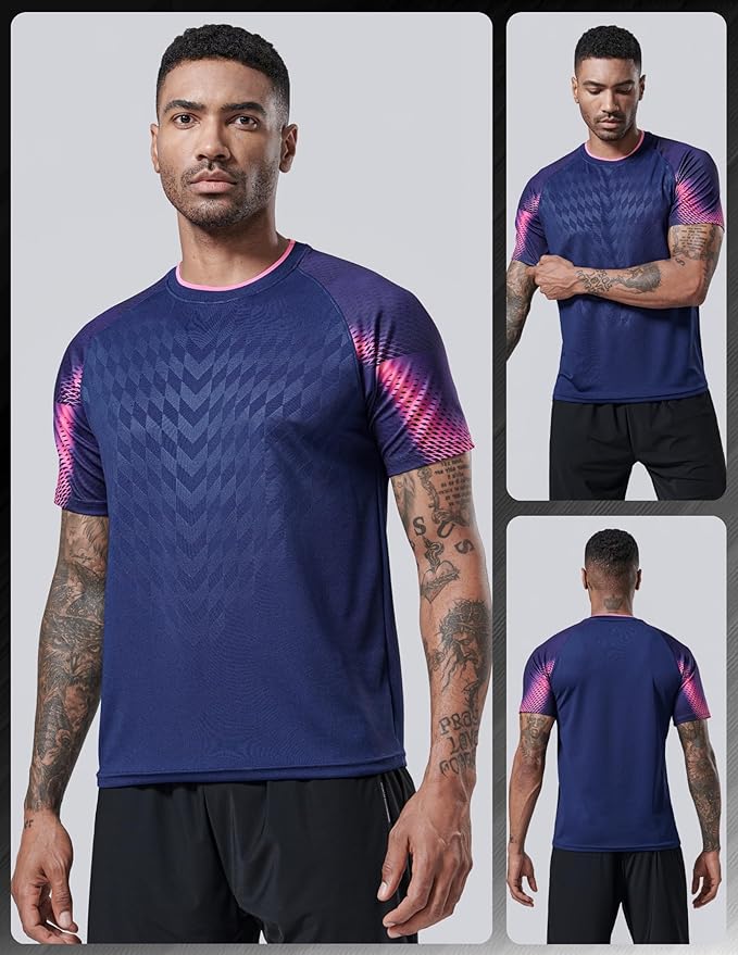 5 Pack Men’s Active Quick Dry Crew Neck T Shirts | Athletic Running Gym Workout Short Sleeve Tee Tops Bulk