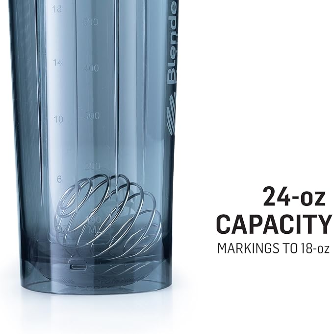 BlenderBottle Shaker Bottle Pro Series Perfect for Protein Shakes and Pre Workout, 24-Ounce, Smoke Grey