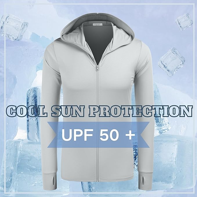 COOFANDY Men Full Zip UPF 50 Sun Protection Hoodie Jacket Long Sleeve Lightweight Breathable UV Shirts with Pockets