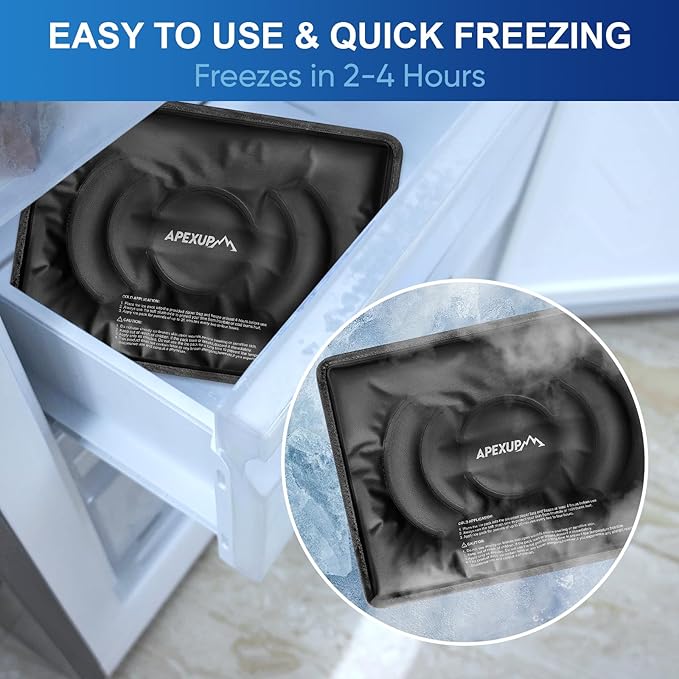 APEXUP Gel Ice Packs for Injuries Reusable, Flexible Double Sided Cold Packs for Injuries, Ice Pack for Knee, Shoulder, Back, Hip, Leg, Arm (Black, L, 1PK)