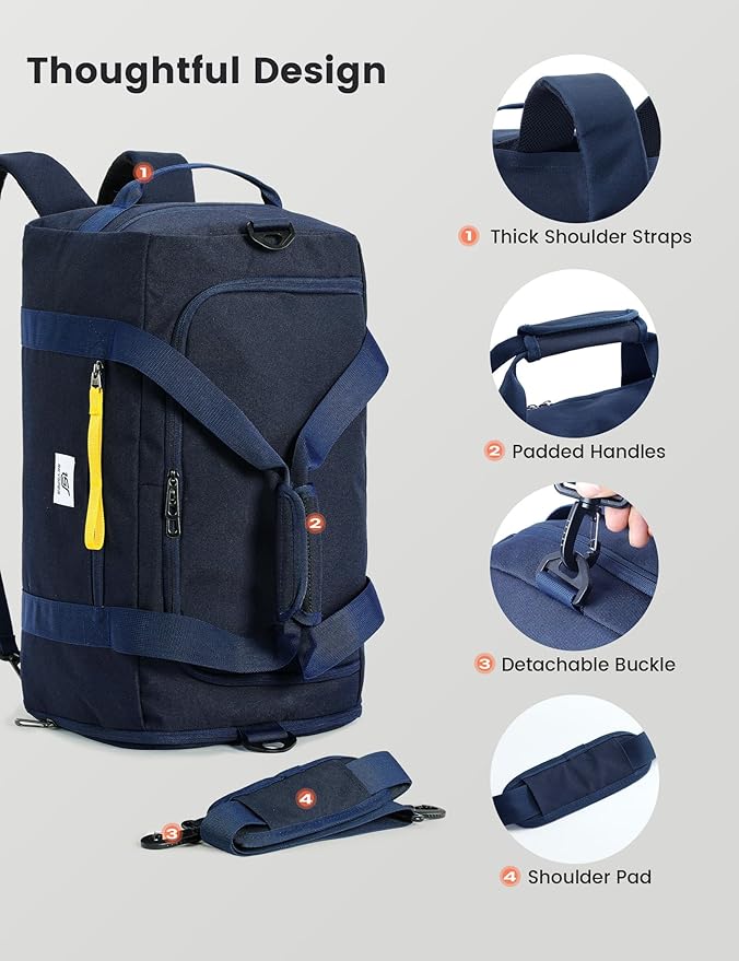 SKYSPER Gym Bag Men Women - 40L Sports Bag Duffle Backpack with Shoe Compartment Wet Pocket for Fitness,Sport,Travel & Workout(Navyblue)