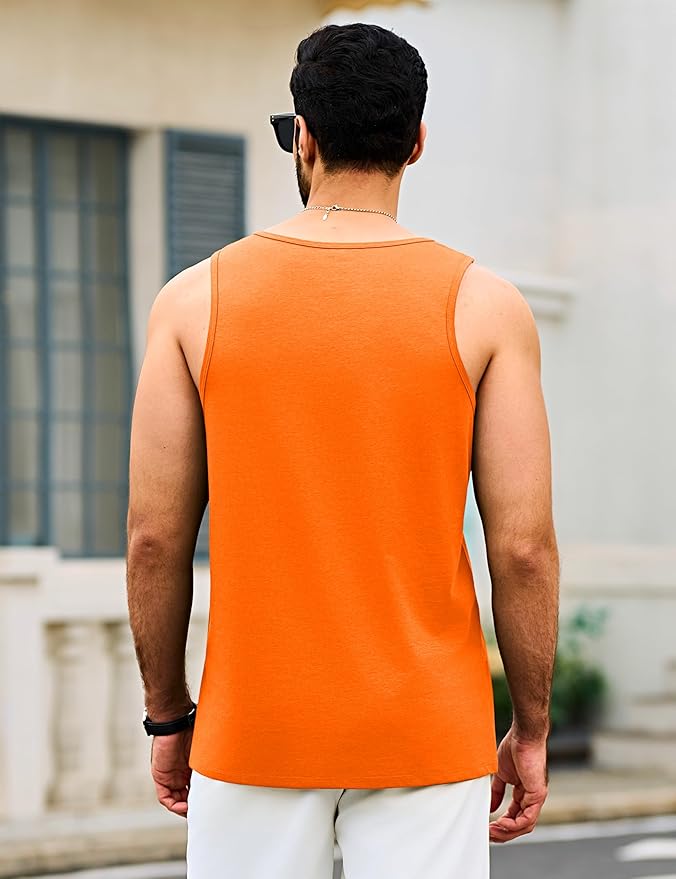 Cotrasen Men's Tank Top UPF 50+ Sleeveless Shirt Cotton Moisture Wicking Casual Gym Workout Shirts Cooling Muscle Tee Shirt