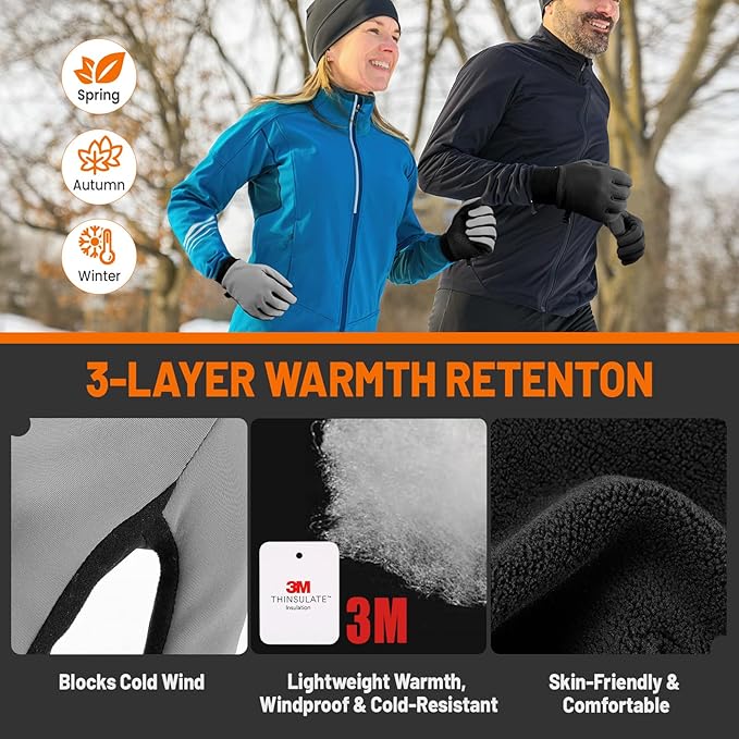 GXCROR Winter Gloves with Windproof & 3M Thermal Insulation, Touchscreen & Anti-Slip, Ideal for Running, Cycling, Hiking, Driving, and Outdoor Activities