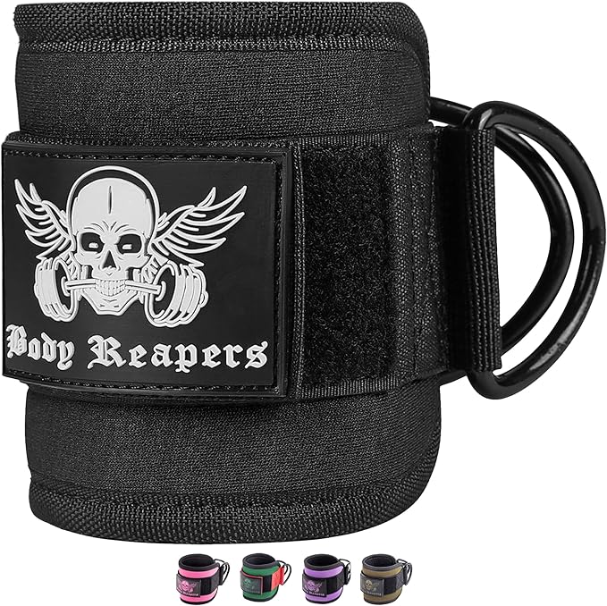 Body Reapers Gym Ankle Strap for Cable Machine with Adjustable Velcro, Durable Double D-Rings & Cushioned Design for Glute, Leg & Lower Body Exercises, Comfortable Workout Straps & Ankle Cuff