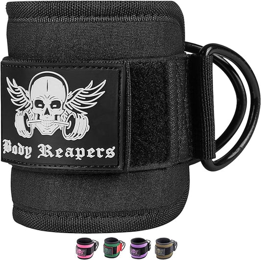 Body Reapers Gym Ankle Strap for Cable Machine with Adjustable Velcro, Durable Double D-Rings & Cushioned Design for Glute, Leg & Lower Body Exercises, Comfortable Workout Straps & Ankle Cuff