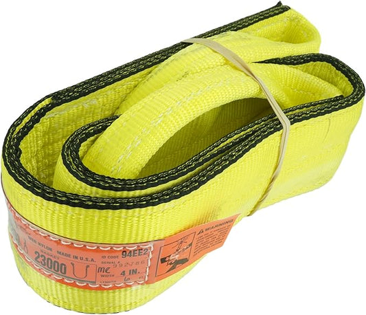DD Sling (USA Made). 4" x 8', 2 Ply, Nylon Lifting Slings, Master Edge, Eye & Eye, Heavy Duty, 11500 lbs Vertical, 9200 Choker, 23000 Basket Load Capacity (4" x 8')