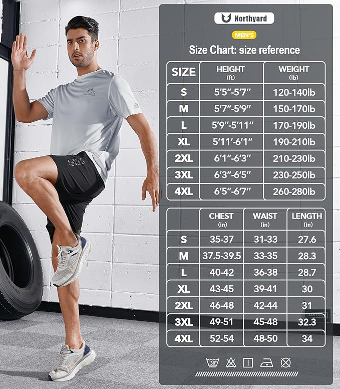 NORTHYARD Men's UPF 50+ Sun Protection Shirts Swim SPF UV Quick Dry Short Sleeve T-Shirts for Athletic Fishing Rash Guard