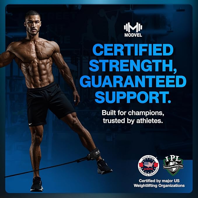 Modvel Gym Ankle Strap for Cable Machines – Glute & Leg Kickback Ankle Straps for Gym Workouts – Adjustable, Padded Support for Strength Training, Weightlifting, Rehab – Men & Women