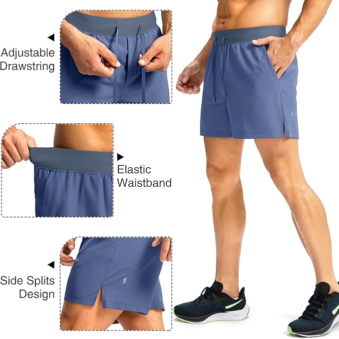 Men's Running Shorts with Zipper Pockets 9 Inch/ 7 Inch / 5 Inch Lightweight Quick Dry Gym Workout Athletic Shorts for Men