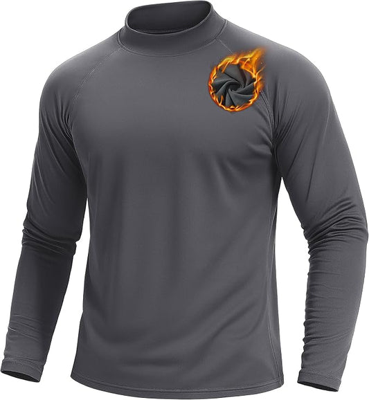 TACVASEN Mens Thermal Fleece Shirt Mock Turtle Neck Base Layer Long Sleeve Athletic Warm Undershirt Winter Running Tops