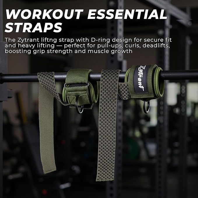 Weight Lifting Straps with Cuffed D Ring,Heavy Duty Thyick Comfortable Lifting Straps, Secure Fit, Enhanced Grip, Straps for Weightlifting & Gym Training