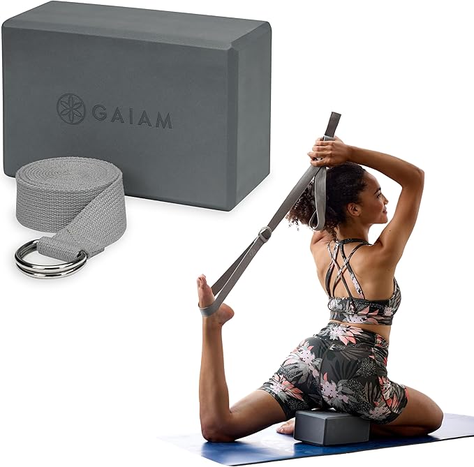 Gaiam Yoga Block - Supportive Latex-Free Eva Foam - Soft Non-Slip Surface with Beveled Edges for Yoga, Pilates, Meditation - Yoga Accessories for Stability, Balance, Deepen Stretches
