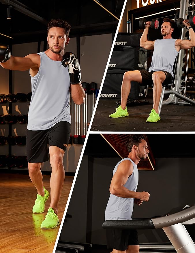 KEFITEVD Men's Workout Tank Tops Sleeveless Quick Dry UPF 80+ Summer Sun Shirts for Running Swim Gym Beach