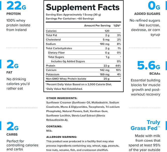 LEGION Whey+ Protein whey Isolate from Grass Fed Cows - Whey Protein Isolate Powder Low Calorie, Non-GMO, Sugar Free, Lactose and Gluten Free, All Natural Protein Powder for Men & Women (60 Servings)