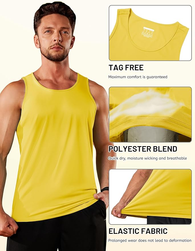 TACVASEN Men's Workout Tank Tops Sleeveless UPF 50+ Summer Sun Shirts Quick Dry for Running Swim Gym Beach