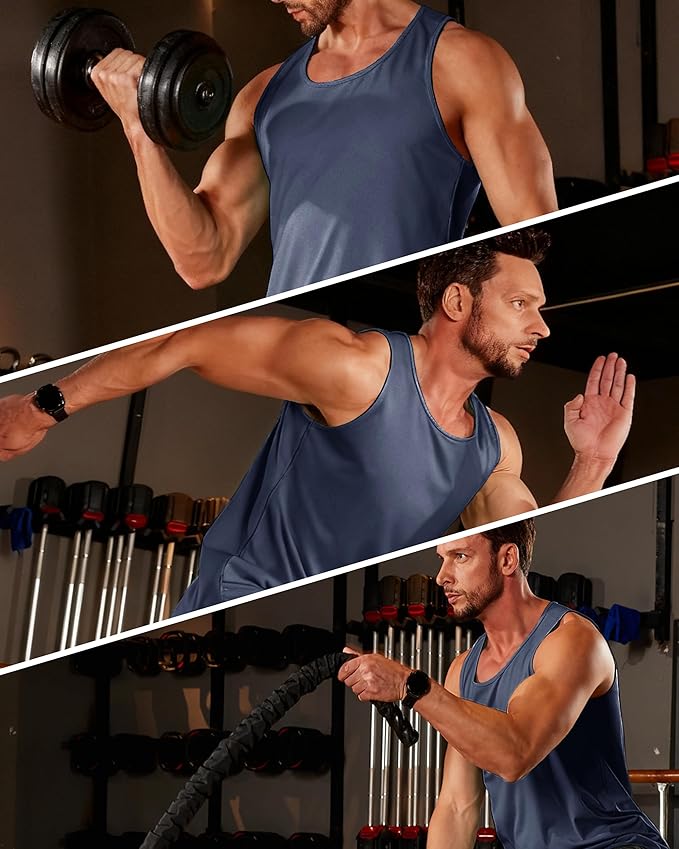 Boladeci Men's Tank Top Workout Athletic Quick Dry UPF 50+ Sun Protection Lightweight Summer Beach Gym Sleeveless Shirts