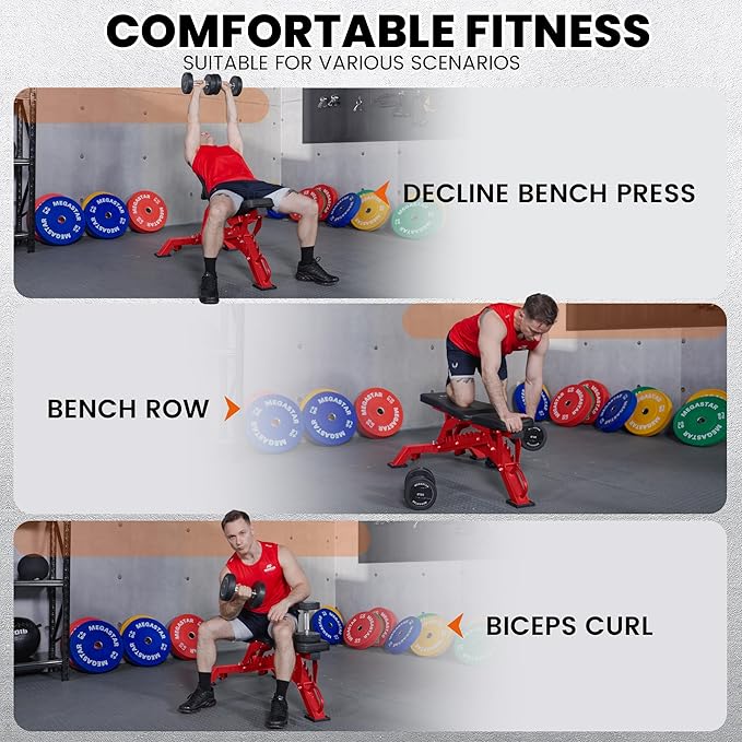 Adjustable Weight Bench, 1300lbs Capacity Heavy Duty Workout Bench for Home and Garage Gym, Multi-Position Backrest and Seat Strength Training Bench