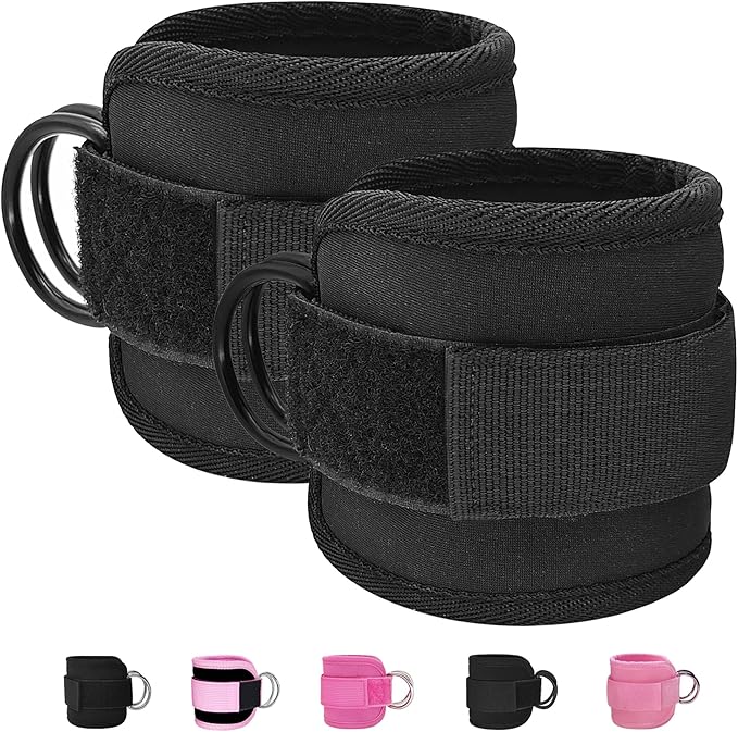 Fitness Ankle Straps for Cable Machine, Kickbacks Glute Workouts, Lower Body Exercises, Adjustable Leg Straps with Neoprene Padding Men Women
