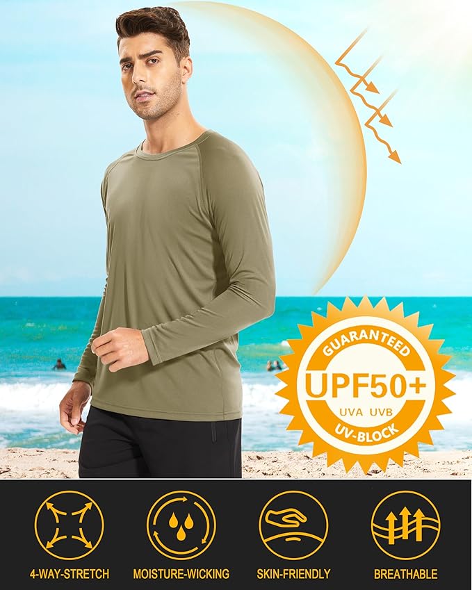 MAGCOMSEN Men's Long Sleeve Shirts UPF 50+ UV Sun Protection Athletic Shirts for Hiking Running Workout Rash Guard