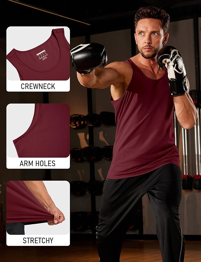 MAGCOMSEN Mens Workout Tank Tops Undershirt Cotton Muscle Athletic Sleeveless Shirts for Gym