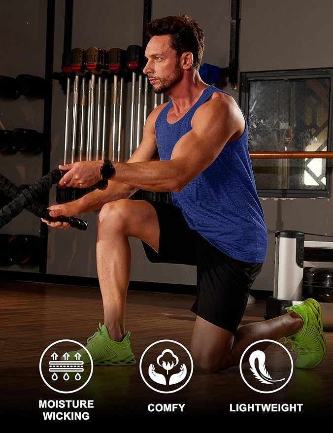 MAGCOMSEN Mens Workout Tank Tops Undershirt Cotton Muscle Athletic Sleeveless Shirts for Gym