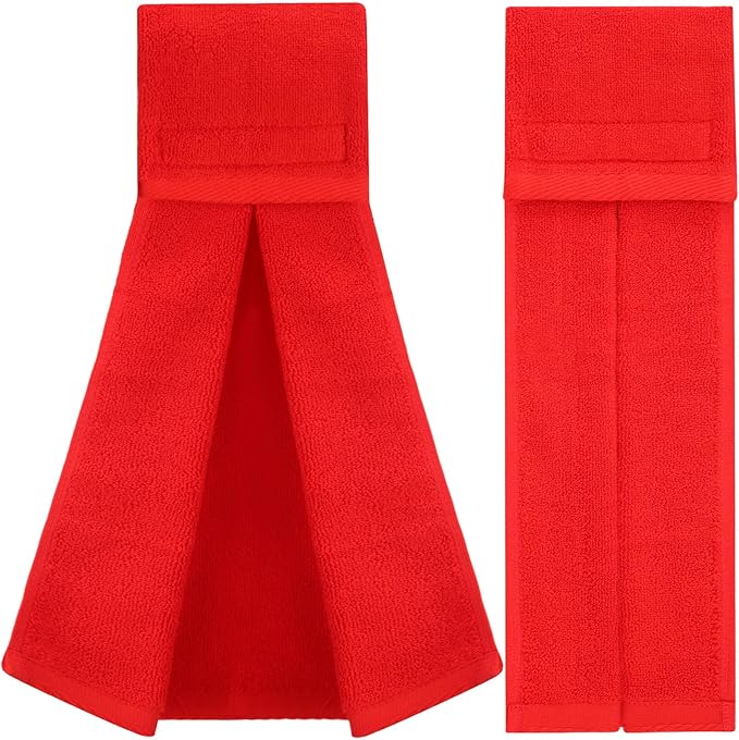 Shimeyao 2 Pcs Cotton Sports Football Towel with Closure Pitching Football Sweat Towel for Sports Gym Men Women Accessories(Red,Classic)