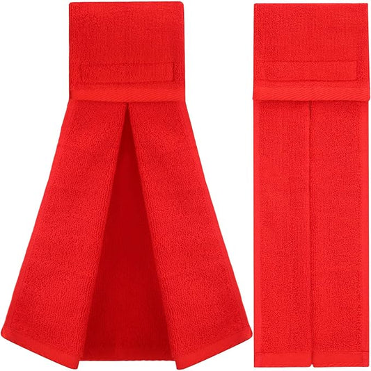 Shimeyao 2 Pcs Cotton Sports Football Towel with Closure Pitching Football Sweat Towel for Sports Gym Men Women Accessories(Red,Classic)