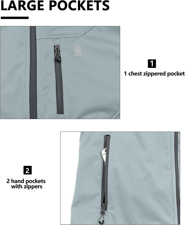 Little Donkey Andy Men's Lightweight Softshell Vest Windproof Sleeveless Jacket for Travel Hiking Running Golf