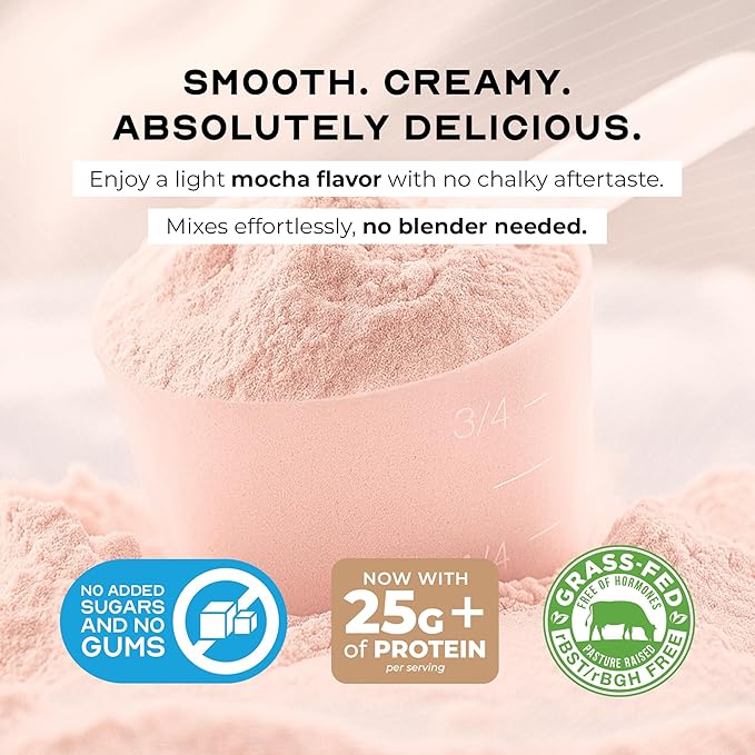 Muscle Feast Grass-Fed Whey Protein Isolate, All Natural Hormone Free Pasture Raised, Whey Isolate Protein Powder for Men and Women, Clean, Gluten-Free, Delicious Isolate Protein - Mocha, 2lb