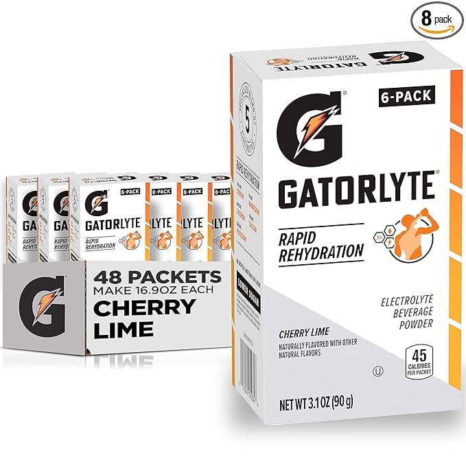 Gatorlyte Powder, Cherry Lime, Makes 16.9 Fl Oz (Pack of 48)