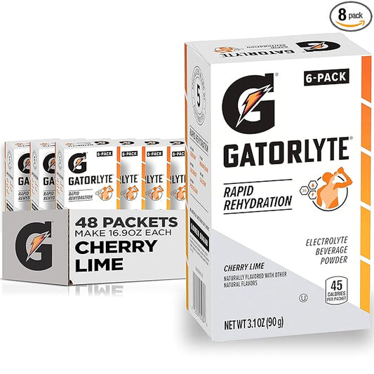 Gatorlyte Powder, Cherry Lime, Makes 16.9 Fl Oz (Pack of 48)