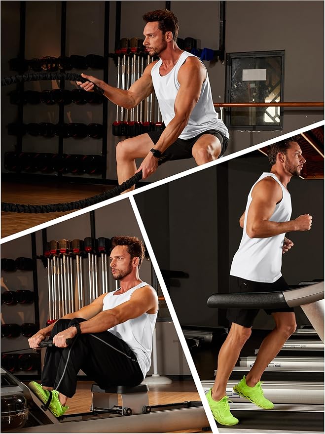 TACVASEN Men's Workout Tank Tops Sleeveless UPF 50+ Summer Sun Shirts Quick Dry for Running Swim Gym Beach