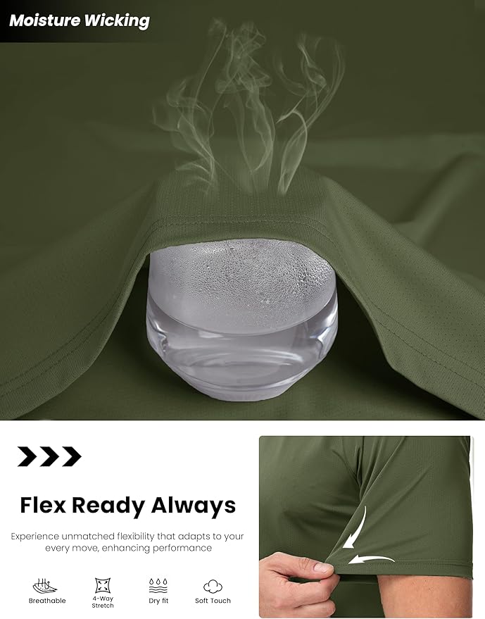 MAGCOMSEN Men's Dry Fit Shirts Mesh Short Sleeve Athletic Lightweight Workout Performance Hiking Shirt