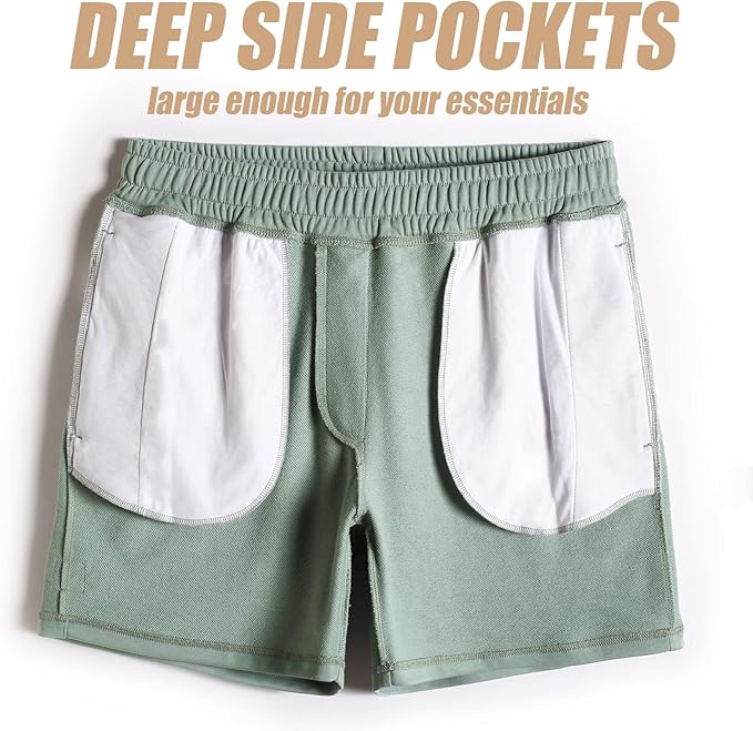 maamgic Mens Athletic Gym Shorts 5.5" Elastic Waist Casual Pajama Pocket Jogger Men Workout Short Pants