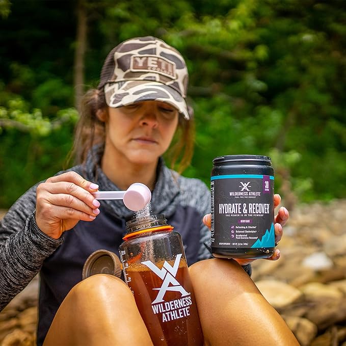 Wilderness Athlete - Hydrate & Recover | Liquid Hydration Powder Electrolyte Drink Mix - Recover Faster with Bcaas - Hydrate Powder with 1000mg of Vitamin C - 30 Serving Tub (Strawberry Pomegranate)