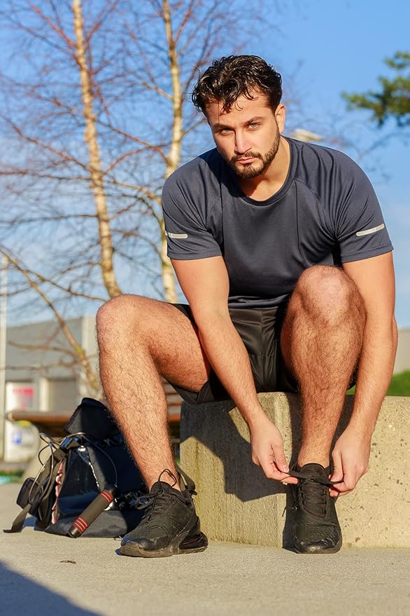 frueo Men's 1/3 Pack Workout Shirts Quick Dry Moisture Wicking Short Sleeve Mesh Athletic T-Shirts