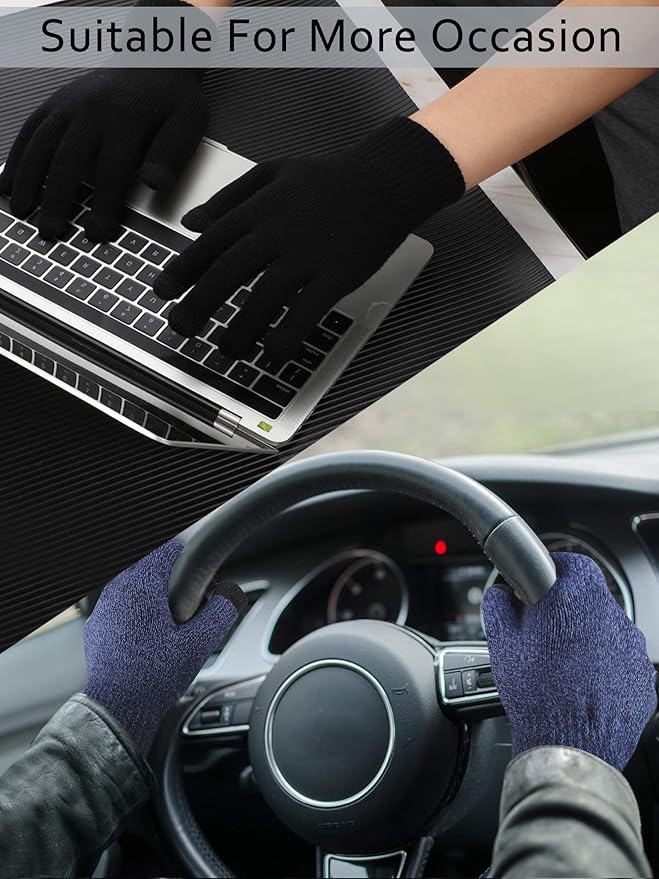 SATINIOR 4 Pairs Winter Knit Touchscreen Gloves Warm Texting Gloves Elastic Anti-slip for Adults