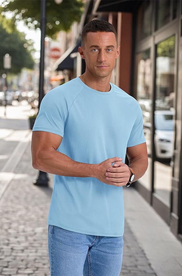 Askdeer Men's T-Shirt Short Sleeve Quick Dry Shirts Lightweight Workout Athletic Tees for Running, Beach, Hiking