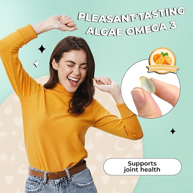 Future Kind Vegan Omega 3 Supplement - Glass Bottle, Carrageenan-Free Algae, DHA & EPA for Joint & Mood Support - 2 Month Supply for Kids & Adults