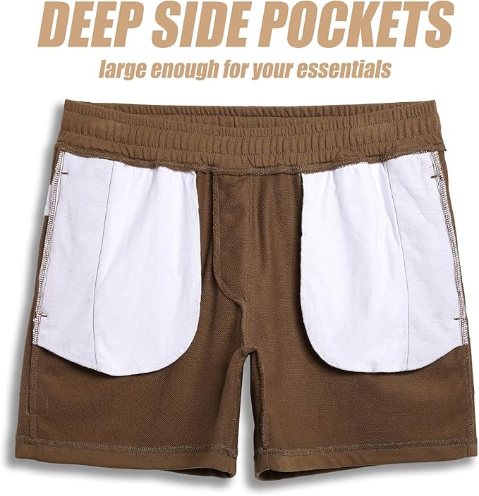 maamgic Mens Athletic Gym Shorts 5.5" Elastic Waist Casual Pajama Pocket Jogger Men Workout Short Pants