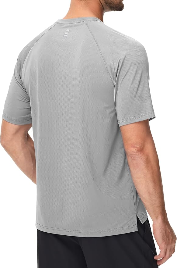 MAGCOMSEN Men's Dry Fit Shirts Mesh Short Sleeve Athletic Lightweight Workout Performance Hiking Shirt