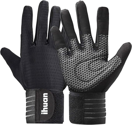 ihuan Workout Gloves for Men Full-Finger: Weight Lifting for Men, Gym Full Hand Gloves for Weightlifting, Deadlift