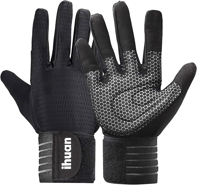 ihuan Workout Gloves for Men Full-Finger: Weight Lifting for Men, Gym Full Hand Gloves for Weightlifting, Deadlift