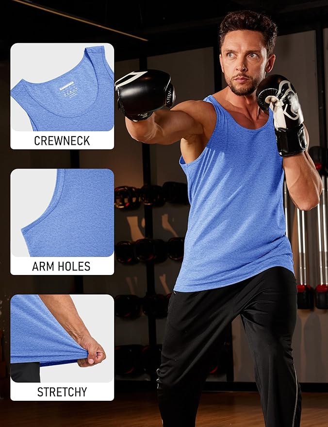 MAGCOMSEN Mens Workout Tank Tops Undershirt Cotton Muscle Athletic Sleeveless Shirts for Gym