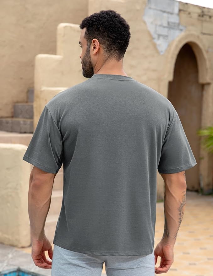 Mens Oversize Short Sleeve T-Shirts Loose Fit Solid Color Lightweight Tee Shirt Athletic Dry Fit Top