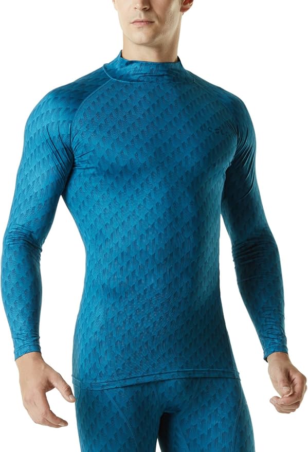 TSLA Men's Thermal Long Sleeve Compression Shirts, Mock/Turtleneck Winter Sports Running Base Layer Top