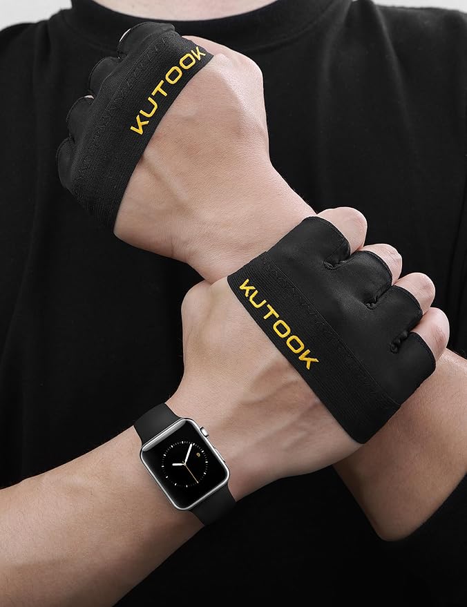 KUTOOK Weight Lifting Workout Gloves for Men/Women, 3mm XRD Padding Grip Gym Gloves, Breathable Partial Gloves for Calluses, Weightlifting Gloves for Exercise, Kettlebell, Pull-Ups, Cross Training
