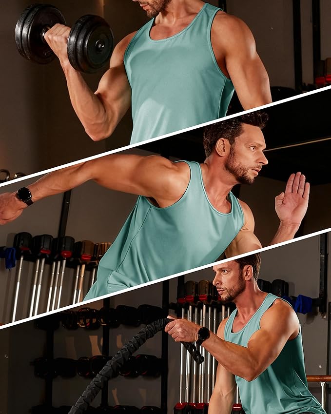 Boladeci Men's Tank Top Workout Athletic Quick Dry UPF 50+ Sun Protection Lightweight Summer Beach Gym Sleeveless Shirts