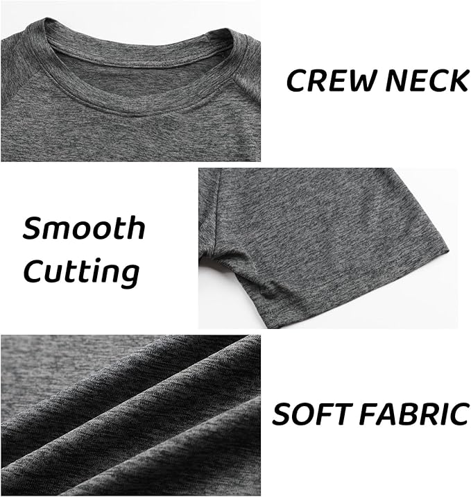 Sumolux 5 Pack Men’s Active Crew Neck T Shirts Quick Dry Athletic Running Gym Workout Short Sleeve Tee Tops Bulk
