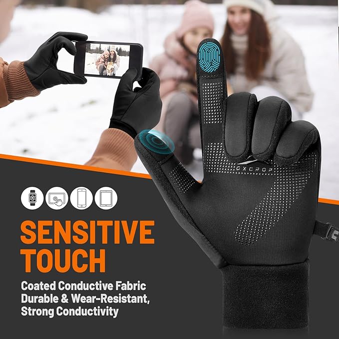 GXCROR Winter Gloves with Windproof & 3M Thermal Insulation, Touchscreen & Anti-Slip, Ideal for Running, Cycling, Hiking, Driving, and Outdoor Activities